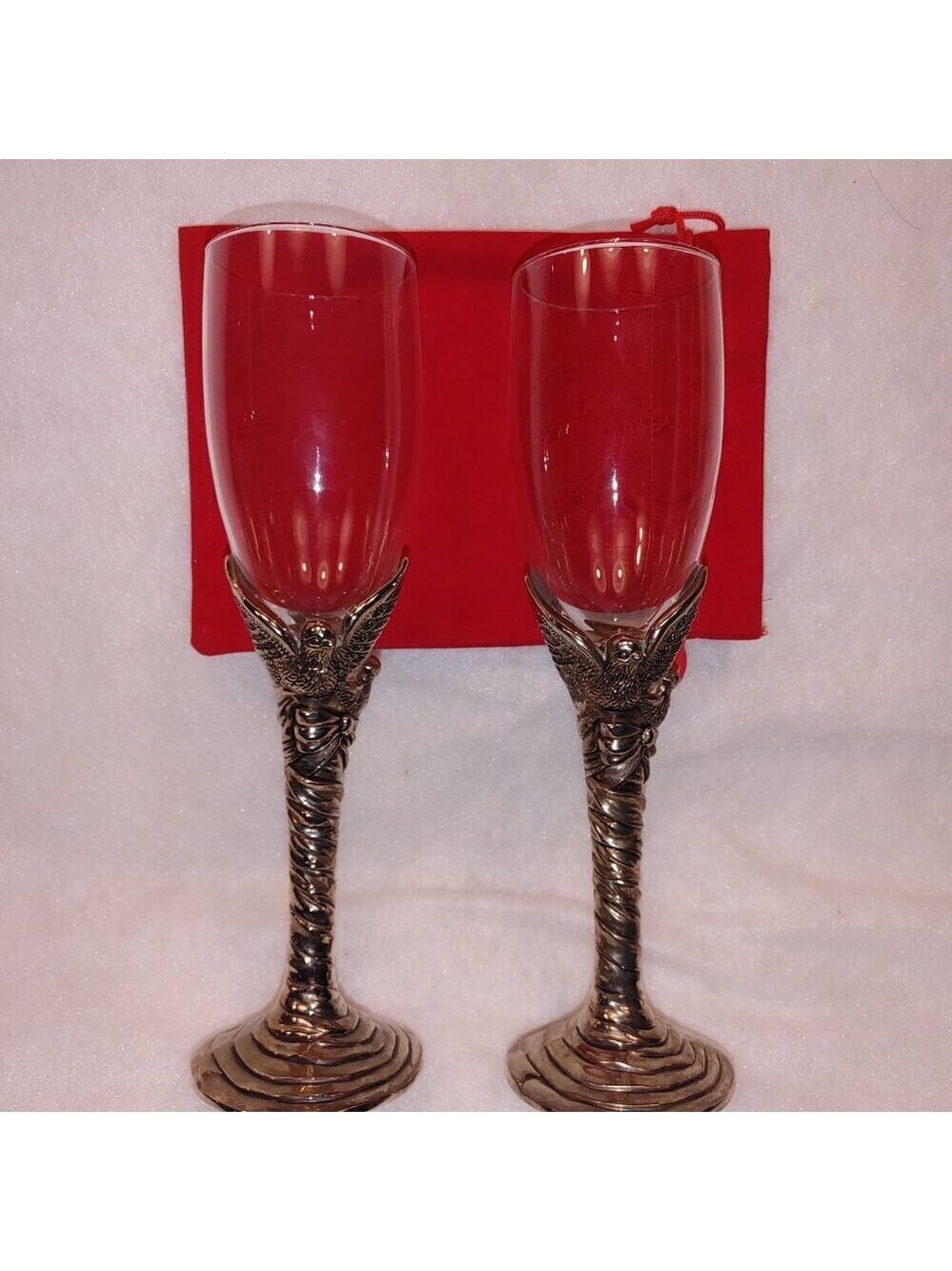 Love Birds Champagne Flutes by International Silver Co. – Set of 2